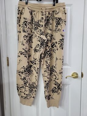 Champion Beige Leopard-Print Ankle Joggers